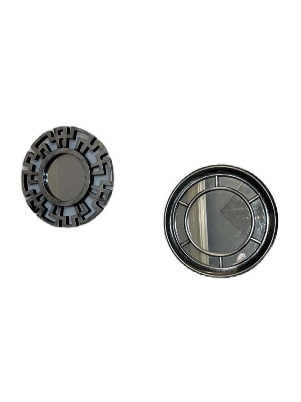 Decorative Round Wall Mirror Set of 2 in Silver